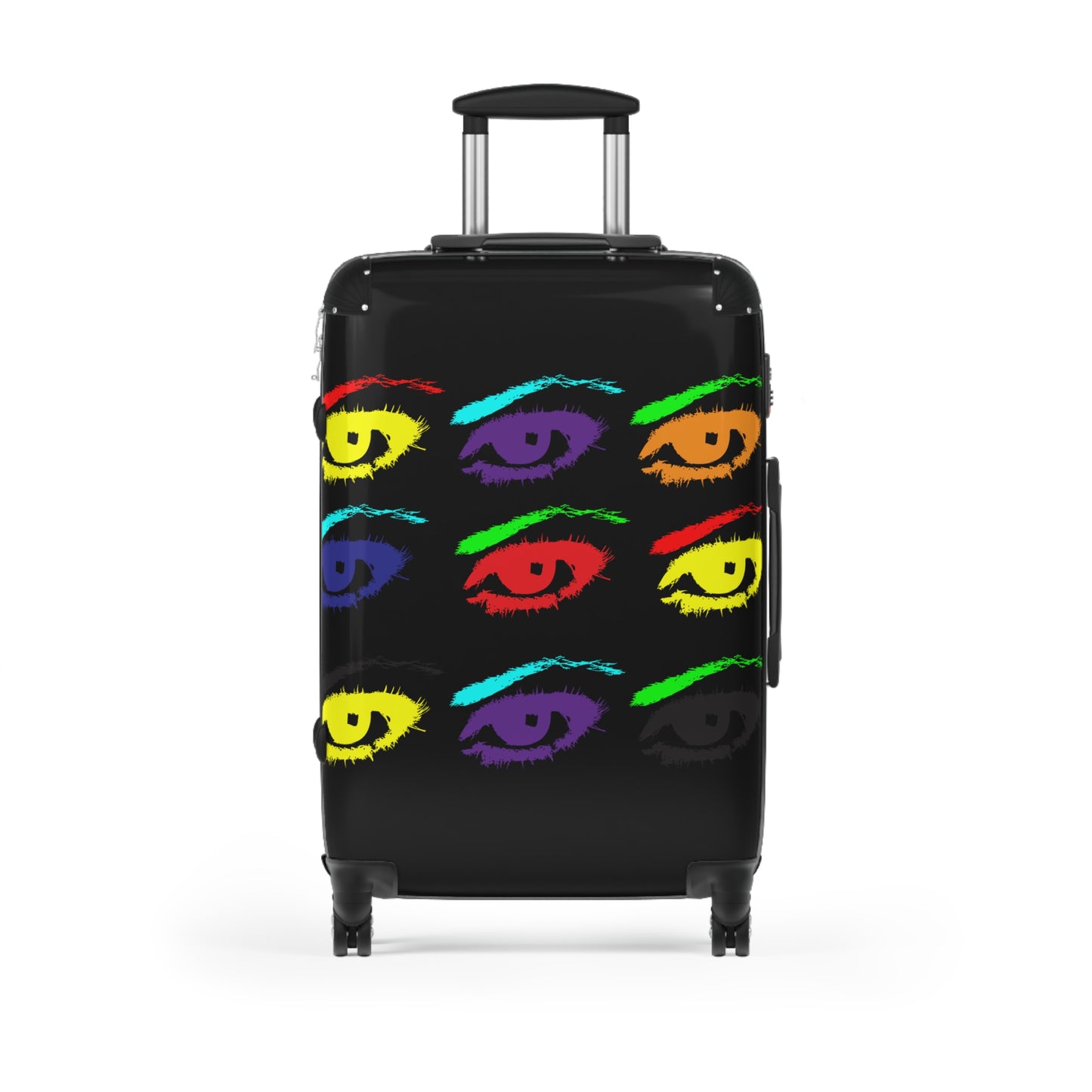 Geotrott Warhol Eyes Juan Benson Art Cabin Suitcase Almacenamiento extendido Asa telescópica ajustable Doble rueda Carcasa rígida de policarbonato Cerradura incorporada