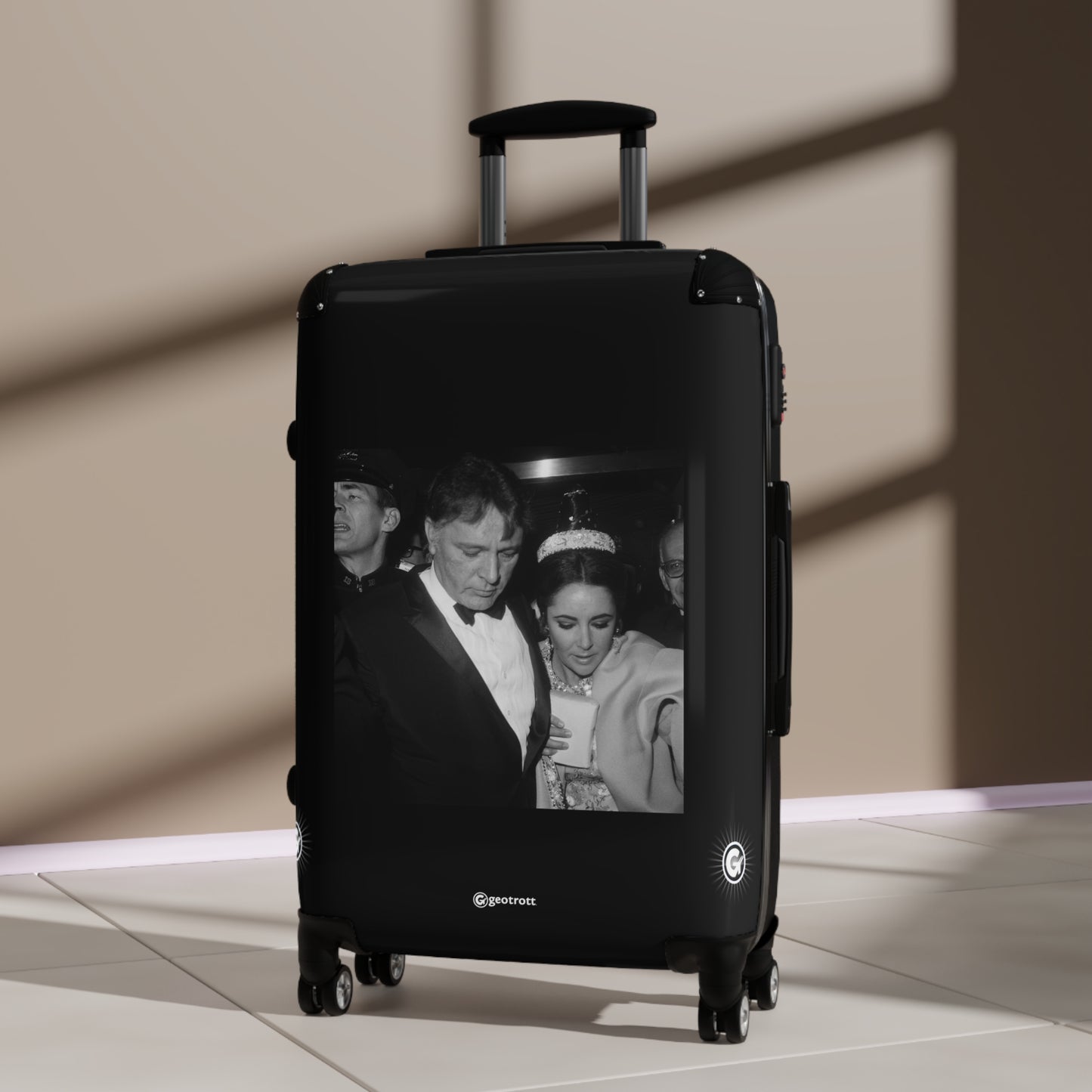 Elizabeth Taylor and Richard Burton En Route to Hotel 20TH CENTURY Photos Luggage Bag Rolling Suitcase Spinner