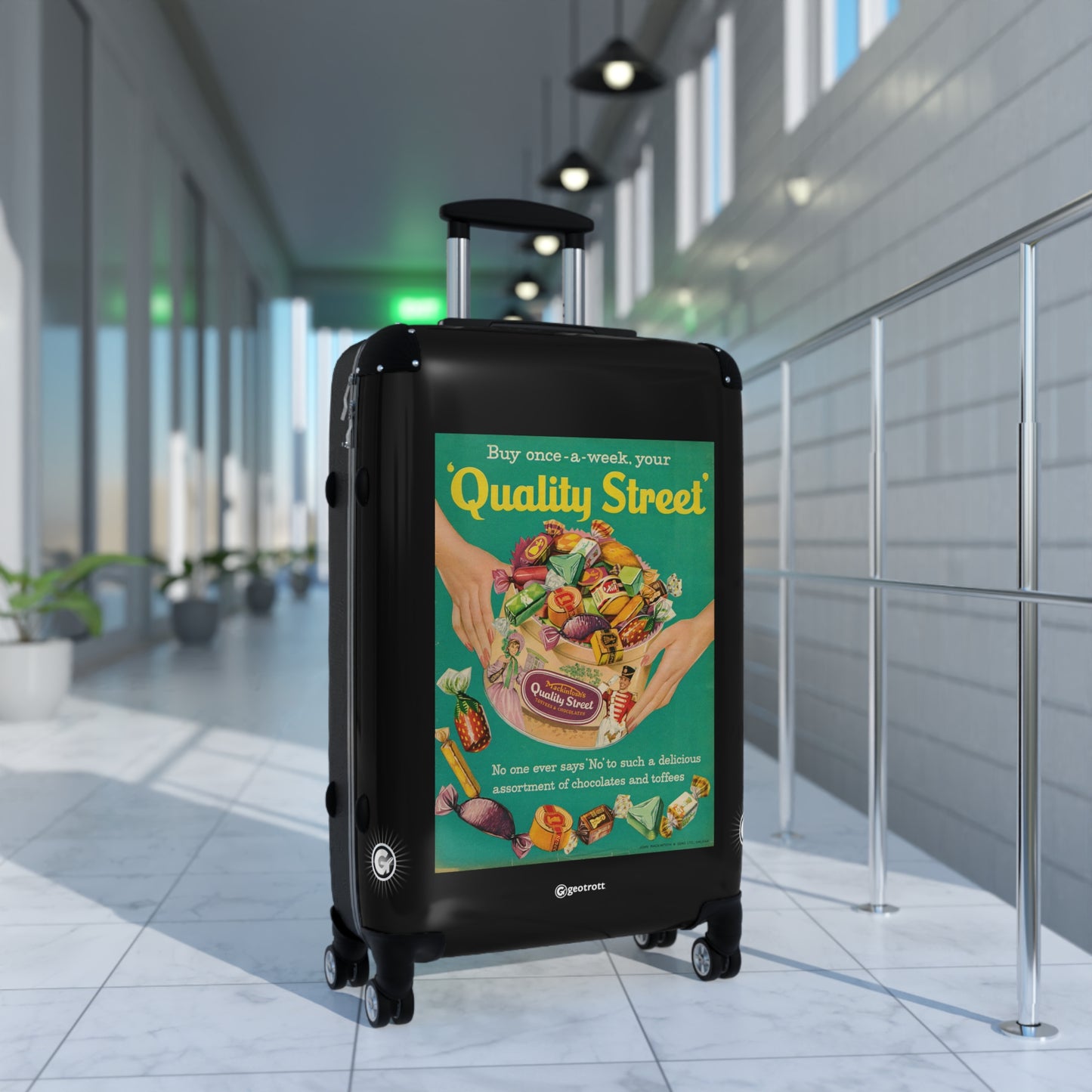 Quality Street Chocolates and Toffees Vintage Posters Retro Ad Luggage Bag Rolling Suitcase Spinner