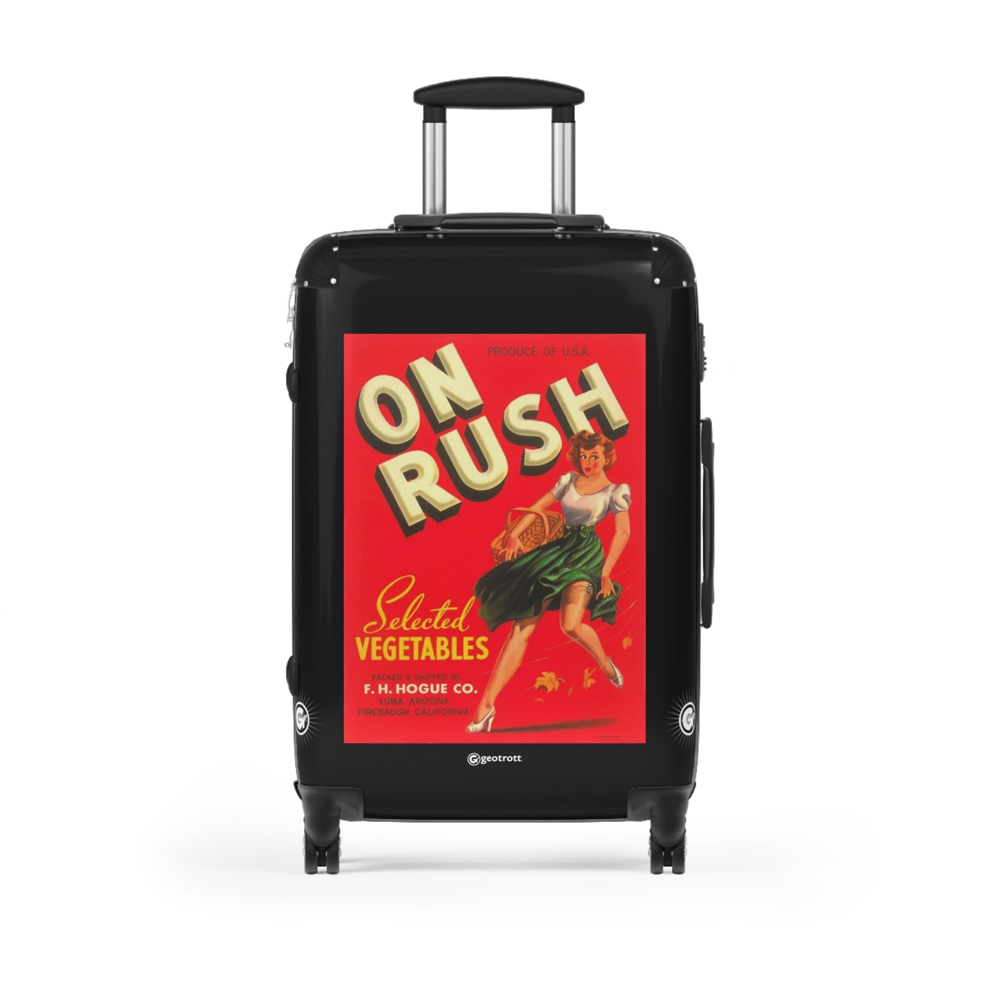 On Rush Selected Vegetables Vintage Posters Retro Ad Luggage Bag Rolling Suitcase Spinner