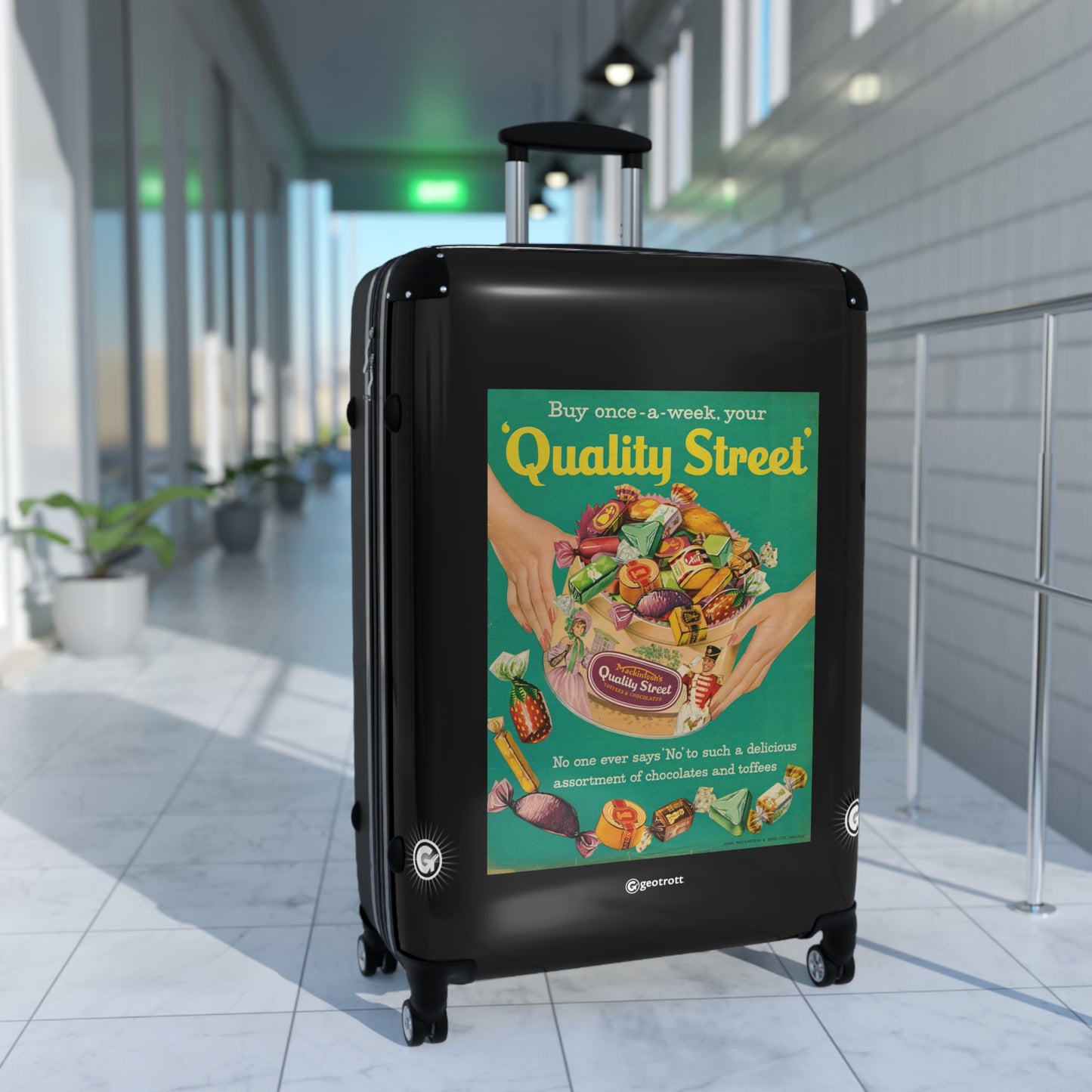 Quality Street Chocolates and Toffees Vintage Posters Retro Ad Luggage Bag Rolling Suitcase Spinner