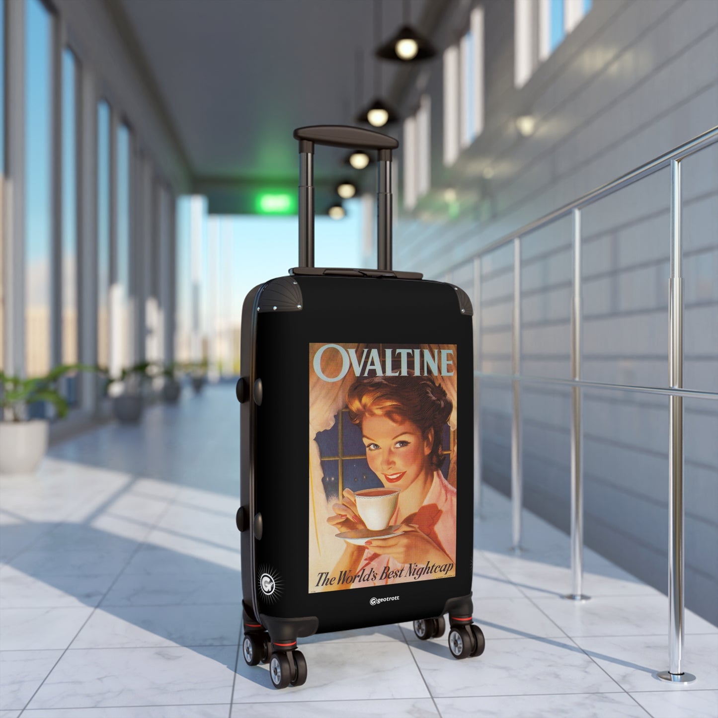 Ovaltine Cocoa The Worlds Best Nightcap Vintage Posters Retro Ad Luggage Bag Rolling Suitcase Spinner