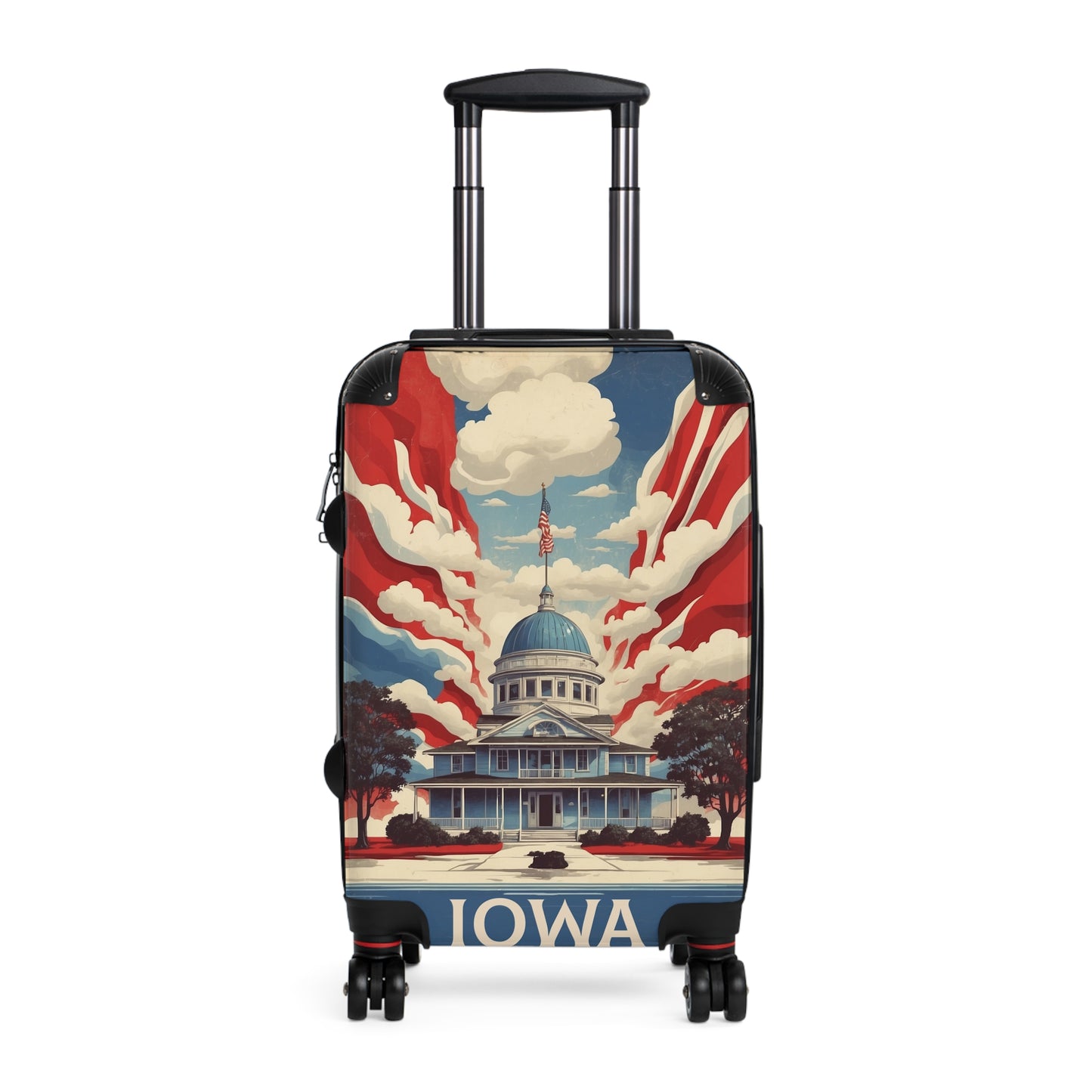 Iowa's Capitol Glory: Patriotic Travel Poster, Vintage State Pride Artwork Vintage Travel Poster