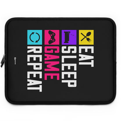 Eat Sleep Game Repeat Gamer Gaming Lightweight Smooth Neoprene Laptop Sleeve