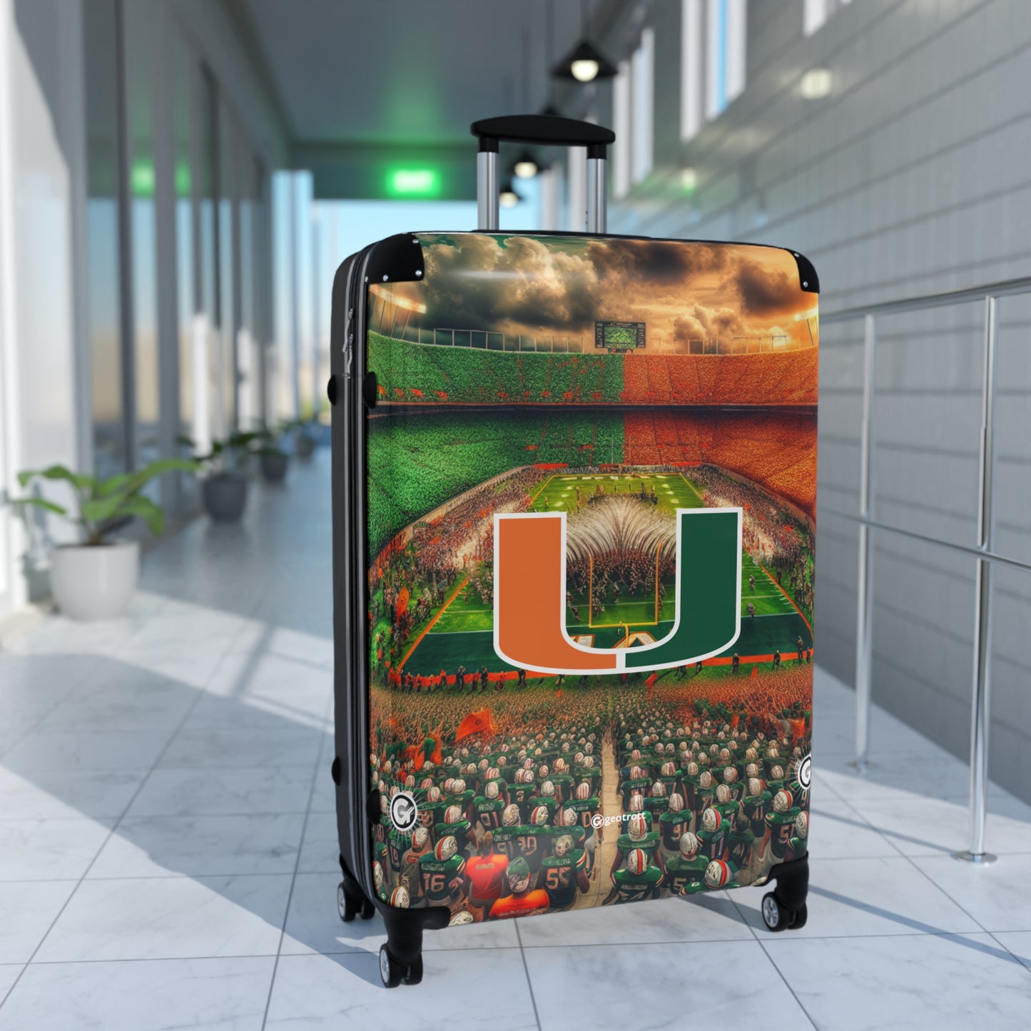 Miami University Hurricanes Football Team Luggage Bag Rolling Suitcase Spinner