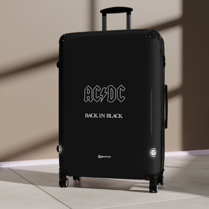 AC DC Back in Black Eighties Music Album Luggage Bag Rolling Suitcase Spinner