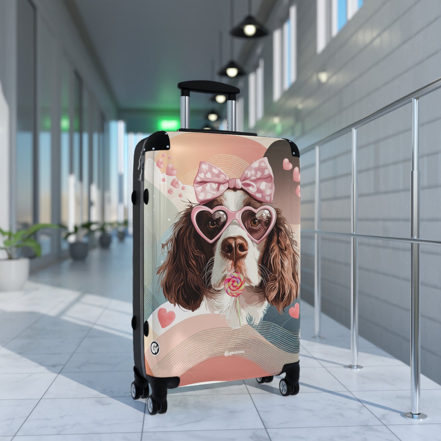 Lovable Springer Spaniel Whimsy Luggage Bag Rolling Suitcase Spinner