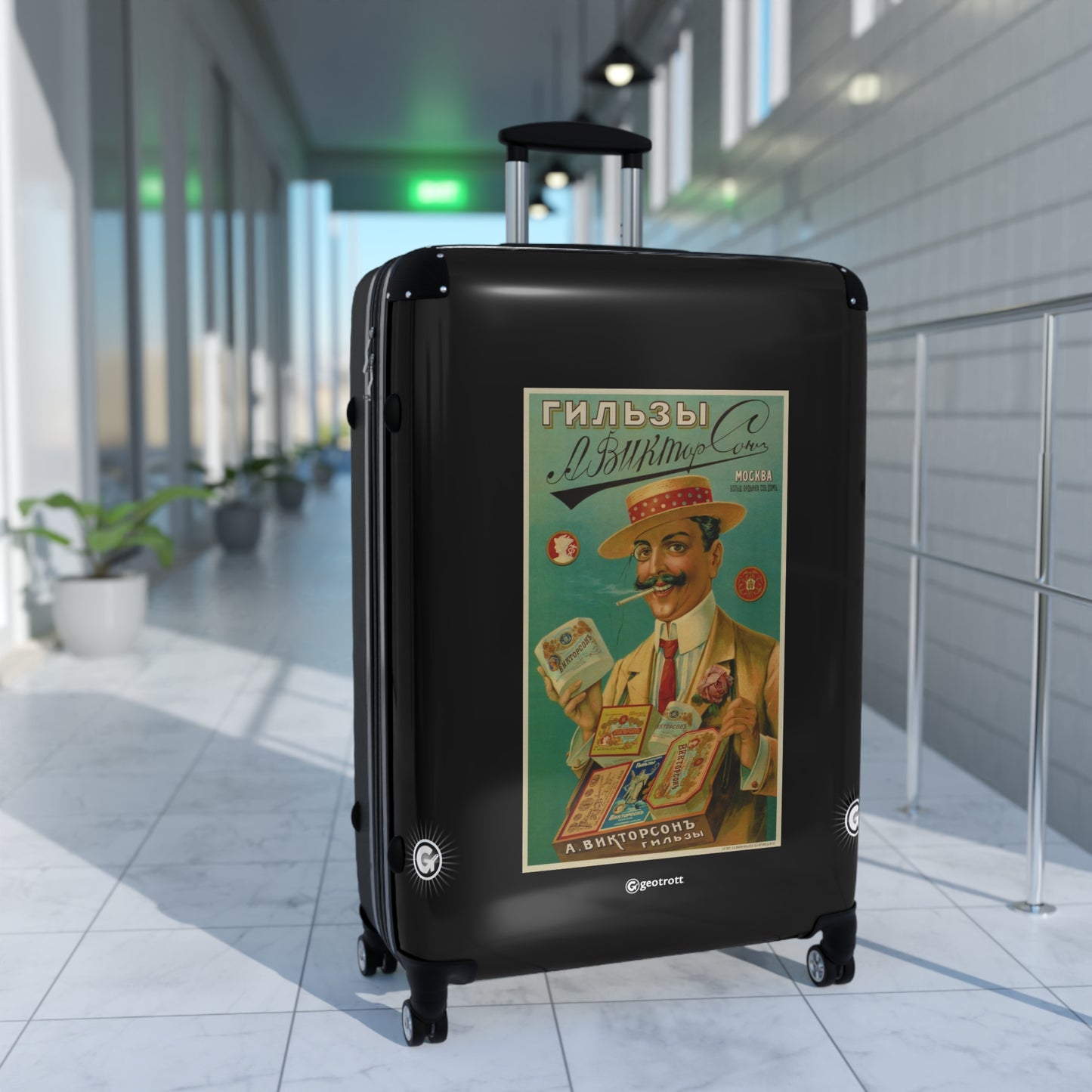 Viktorson Cigarette Papers Vintage Posters Retro Ad Luggage Bag Rolling Suitcase Spinner