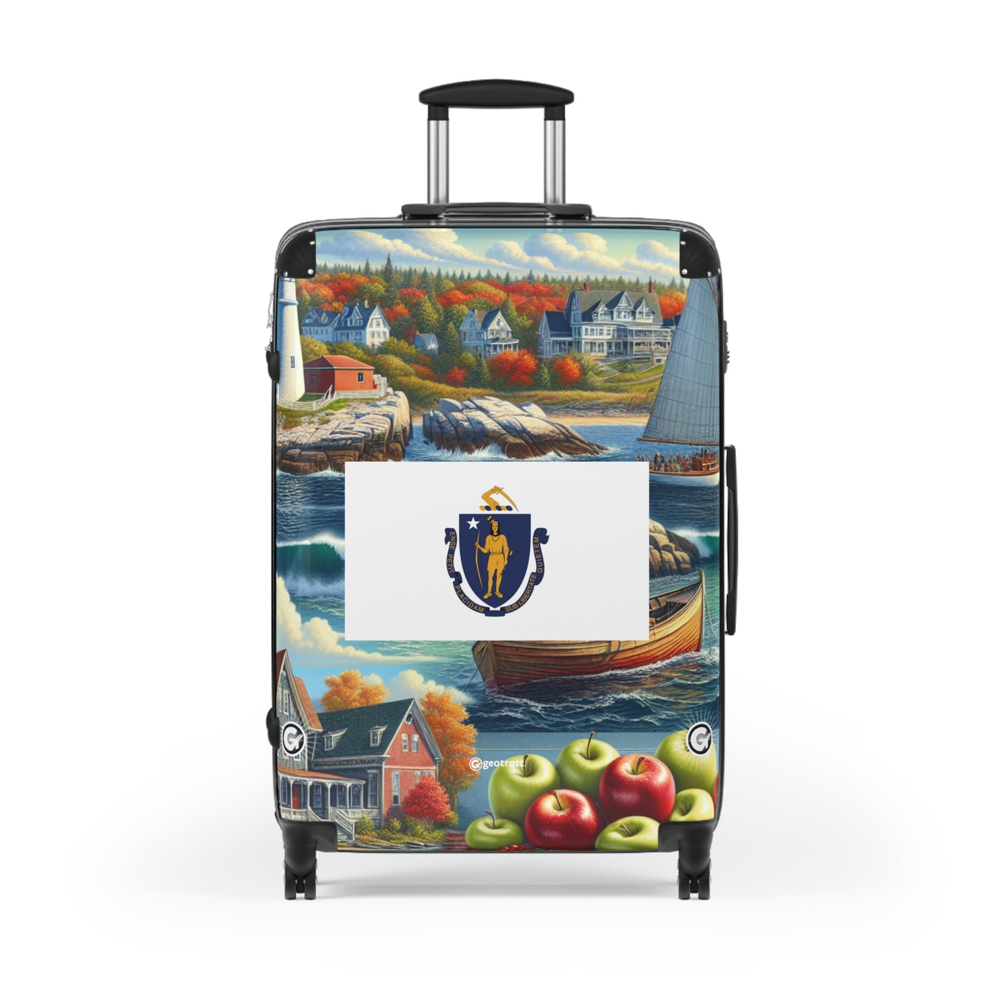 Massachusetts USA STATE FLAGS Luggage Bag Rolling Suitcase Travel Accessories