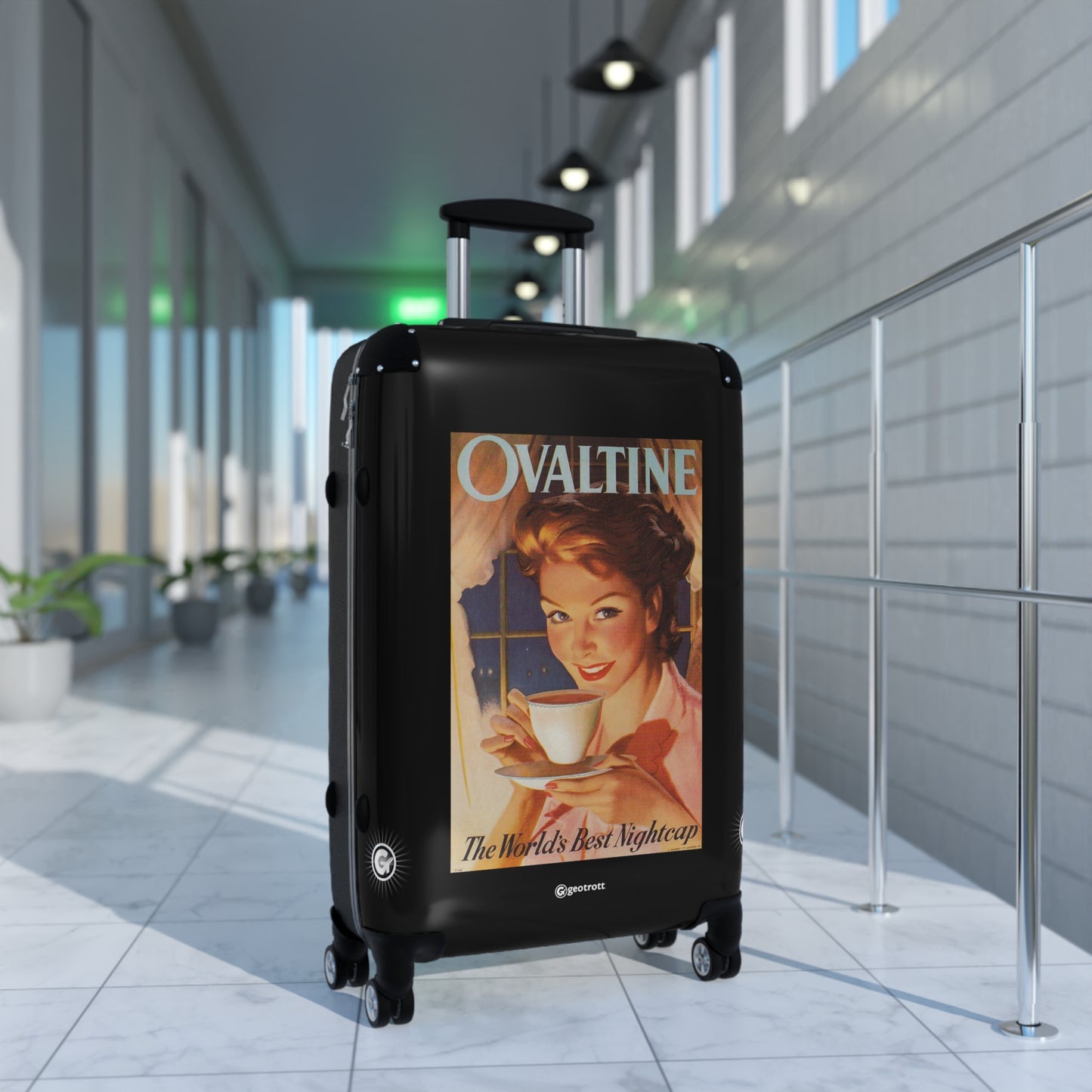 Ovaltine Cocoa The Worlds Best Nightcap Vintage Posters Retro Ad Luggage Bag Rolling Suitcase Spinner