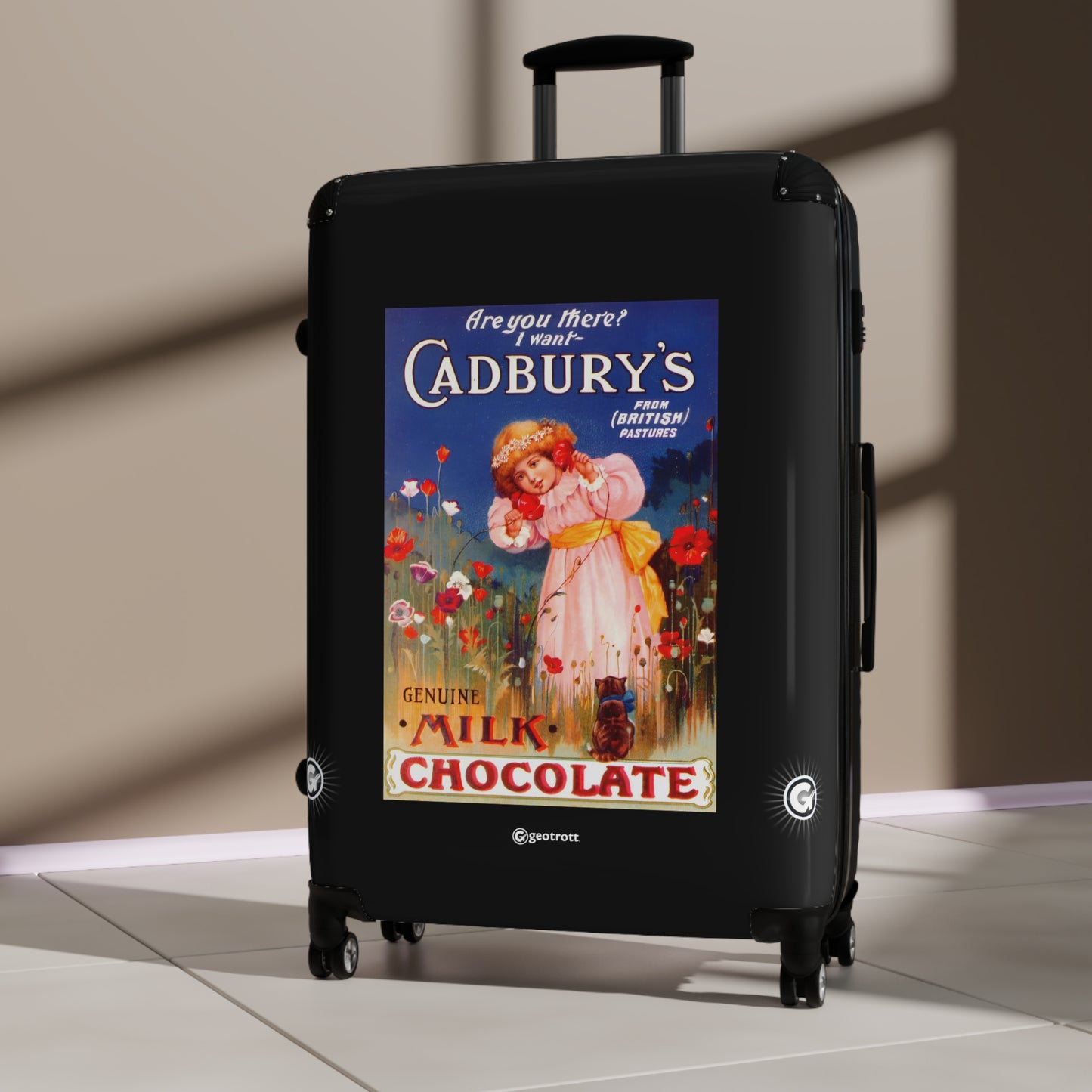 Are you there I want Cadbury's Chocolate Vintage Posters Retro Ad Luggage Bag Rolling Suitcase Spinner