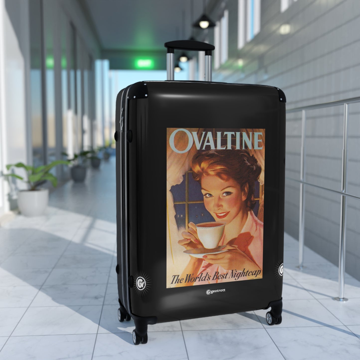 Ovaltine Cocoa The Worlds Best Nightcap Vintage Posters Retro Ad Luggage Bag Rolling Suitcase Spinner