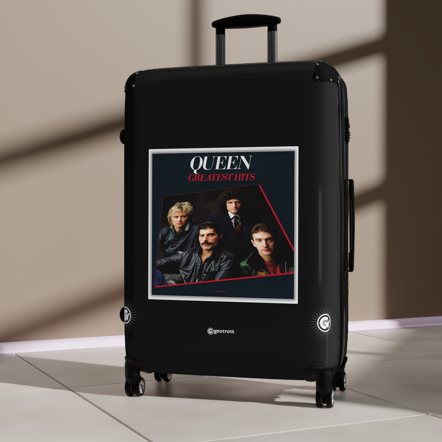 Queen Greatest Hits Eighties Music Album Luggage Bag Rolling Suitcase Spinner