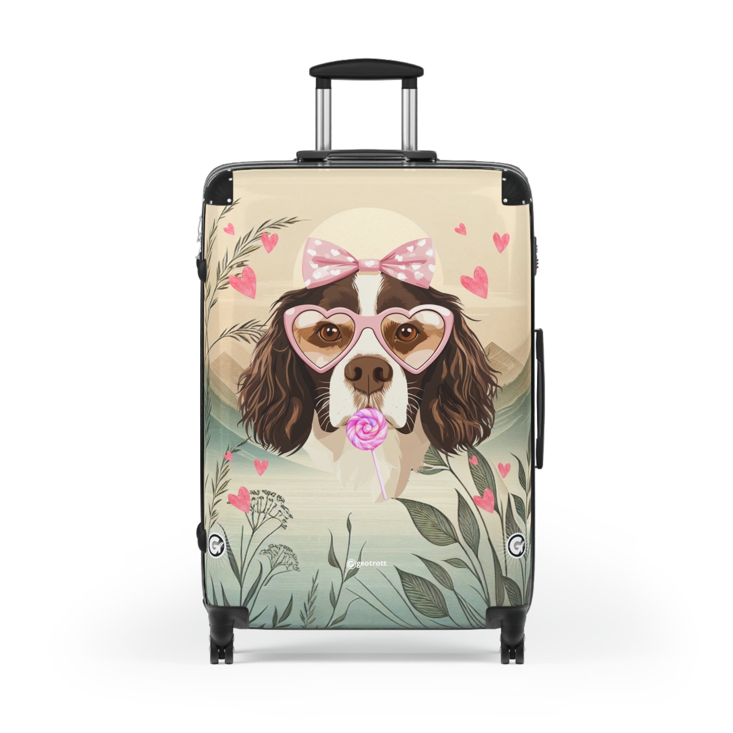 Heartfelt Springer Spaniel Puppy Travels Luggage Bag Rolling Suitcase Spinner