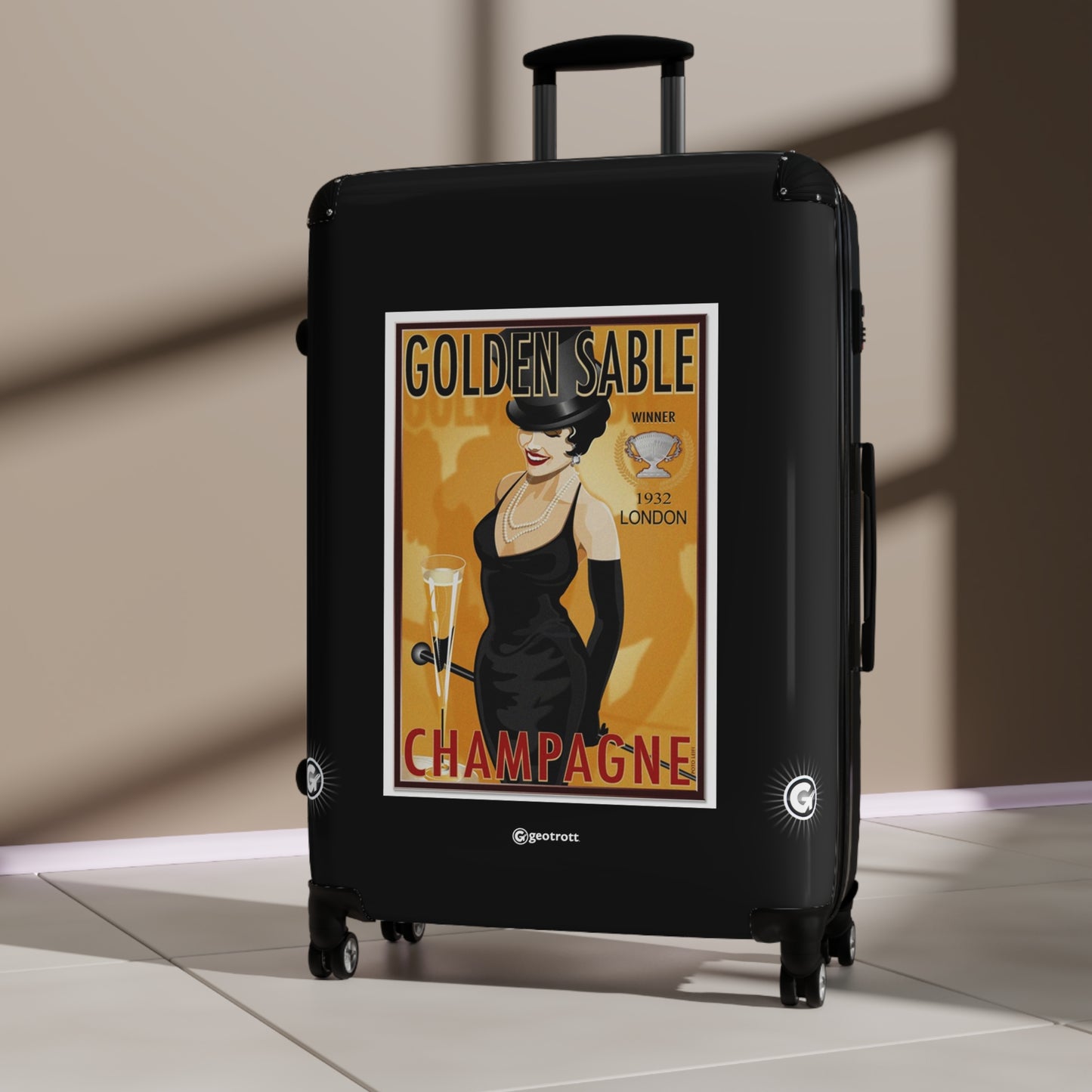 Champagne Golden Sable Vintage Posters Retro Ad Luggage Bag Rolling Suitcase Spinner