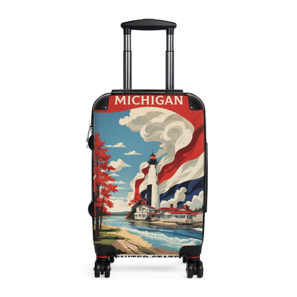 Michigan's Coastal Splendor: Vintage Travel Poster Art, Great Lakes Lighthouse Scene Vintage Travel Poster