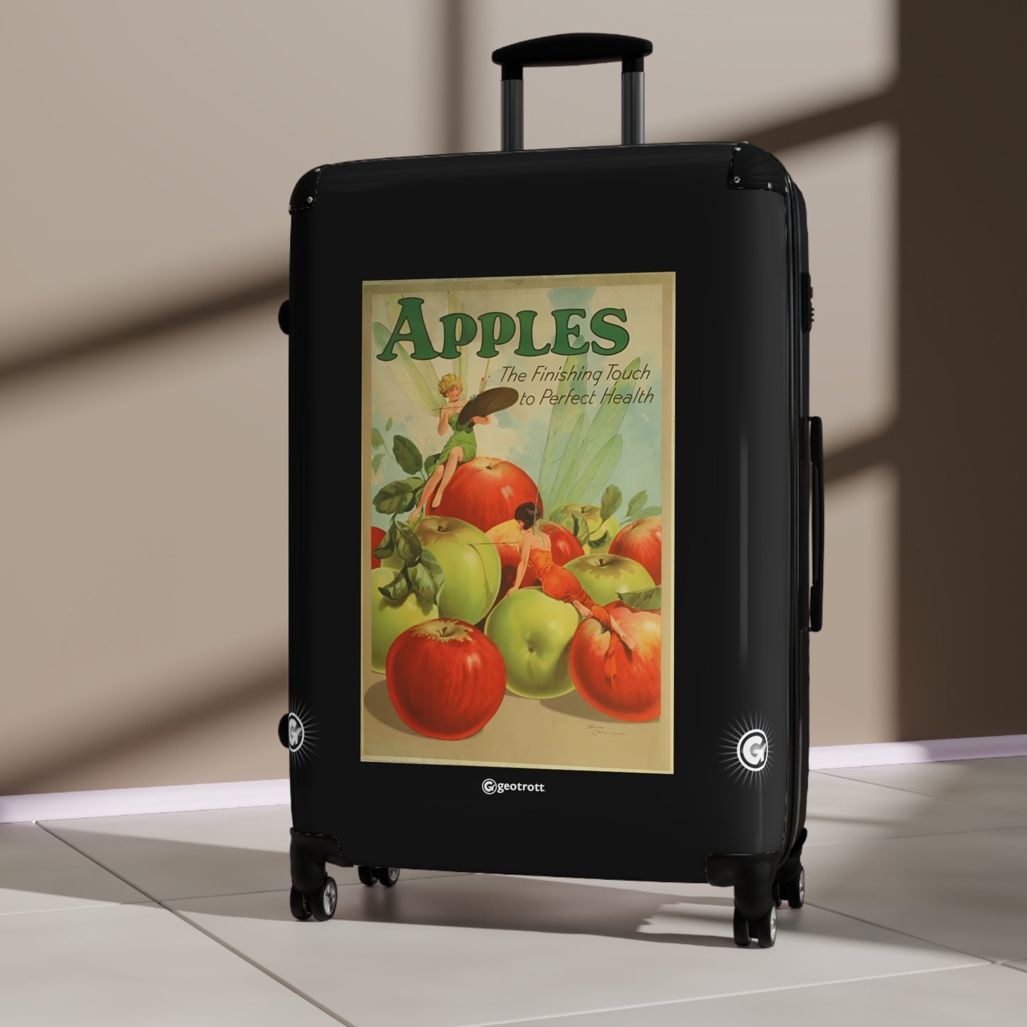 Apples The Finishing Touch to Perfect Health Vintage Posters Retro Ad Luggage Bag Rolling Suitcase Spinner