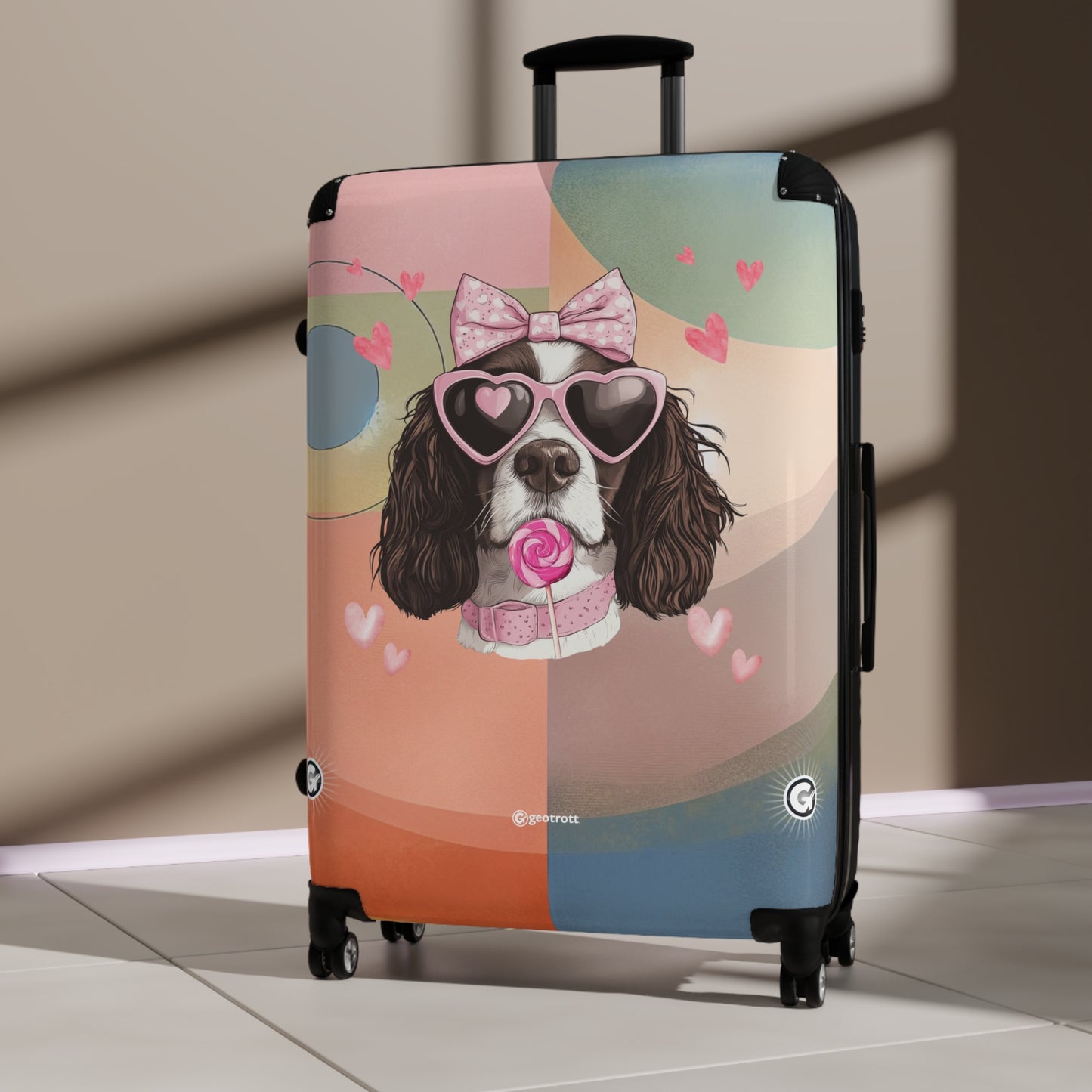 Playful Spaniel Romance Luggage Bag Rolling Suitcase Spinner