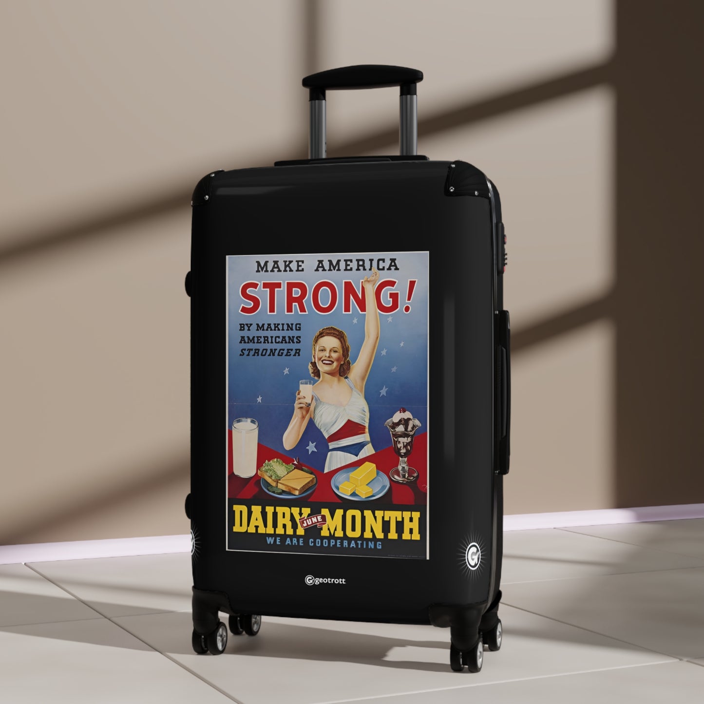 National Dairy Council Make America Strong! by Making Americans Stronger Vintage Posters Retro Ad Luggage Bag Rolling Suitcase Spinner