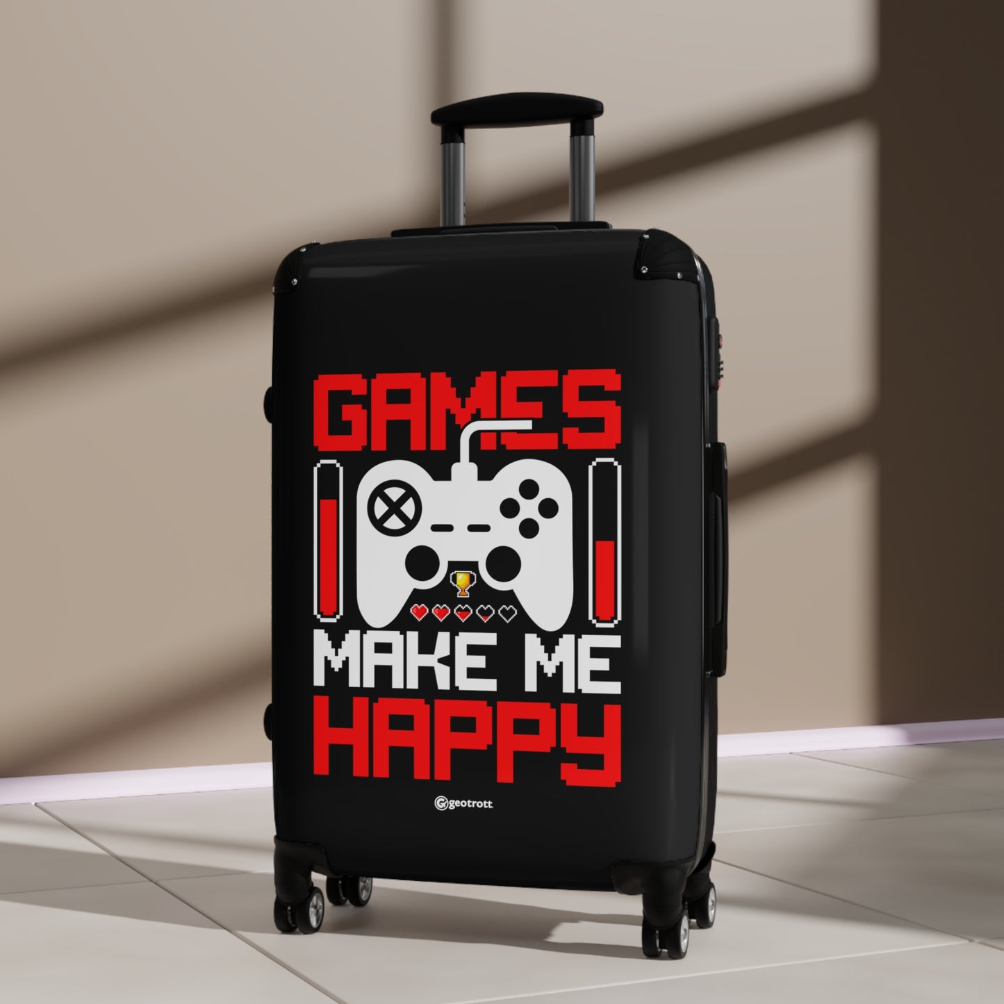 Games Make me Happy Gamer Gaming Suitcase-Bags-Geotrott