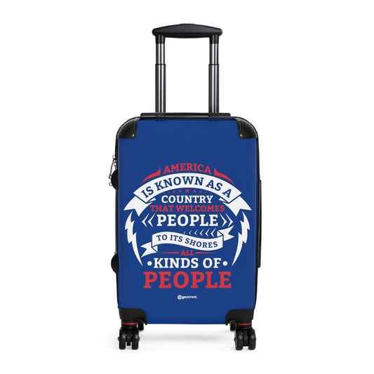 America is known as a Country that Welcomes People to its Shores all Kinds of People Blue Luggage Bag Rolling Suitcase Travel Accessories