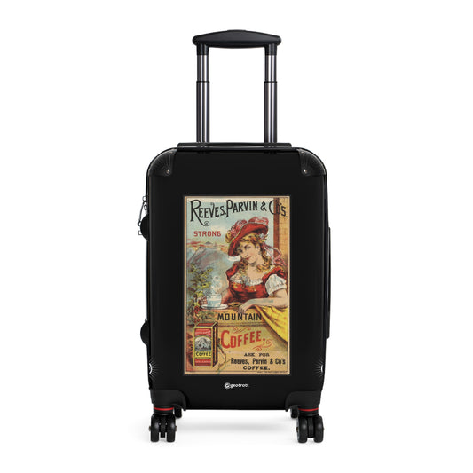 Reeves, Parvin & Co's strong Mountain Coffee Vintage Posters Retro Ad Luggage Bag Rolling Suitcase Spinner