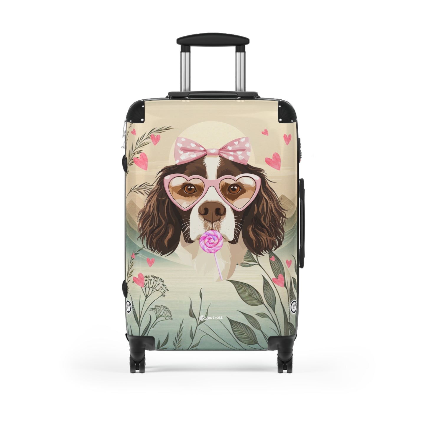 Heartfelt Springer Spaniel Puppy Travels Luggage Bag Rolling Suitcase Spinner