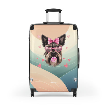 Glamorous Yorkshire Terrier Pup Elegance Luggage Bag Rolling Suitcase Spinner