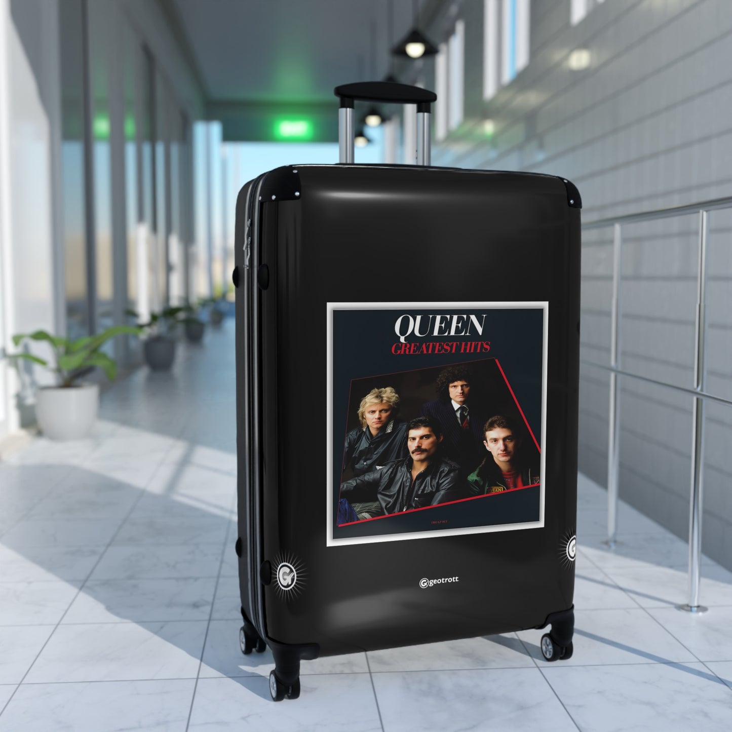 Queen Greatest Hits Eighties Music Album Luggage Bag Rolling Suitcase Spinner