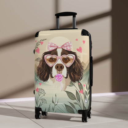 Heartfelt Springer Spaniel Puppy Travels Luggage Bag Rolling Suitcase Spinner