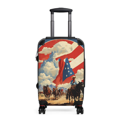 Texas: Land of the Free: Vintage-Style Patriotic Poster, Cowboys and American Flag Artwork Vintage Travel Poster