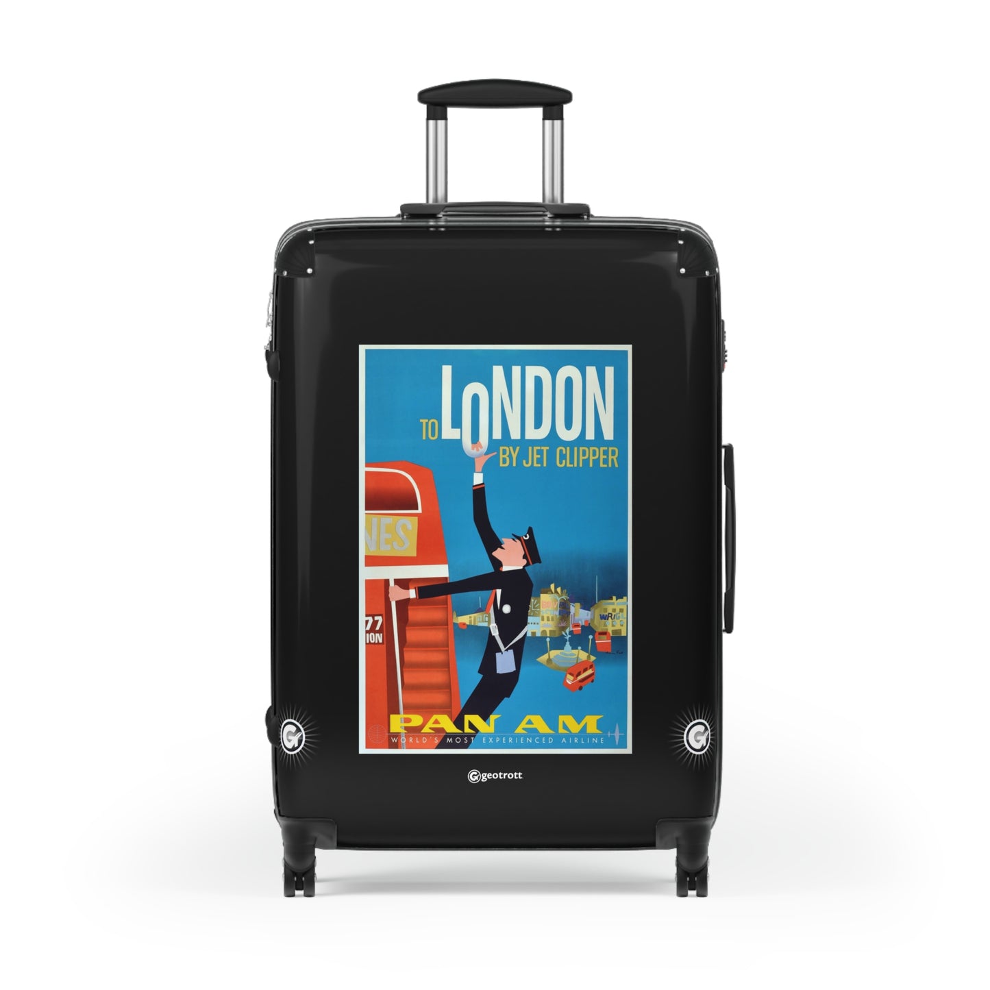 Pan Am To London by Jet Clipper Vintage Posters Retro Ad Luggage Bag Rolling Suitcase Spinner