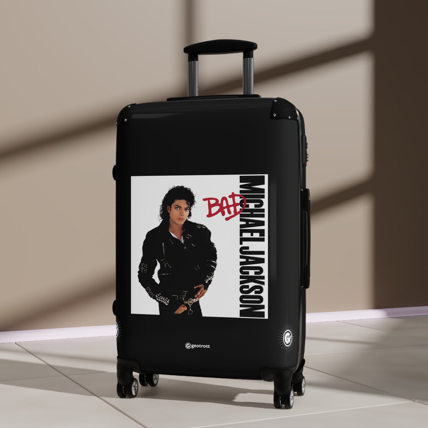 Michael Jackson Bad Eighties Music Album Luggage Bag Rolling Suitcase Spinner