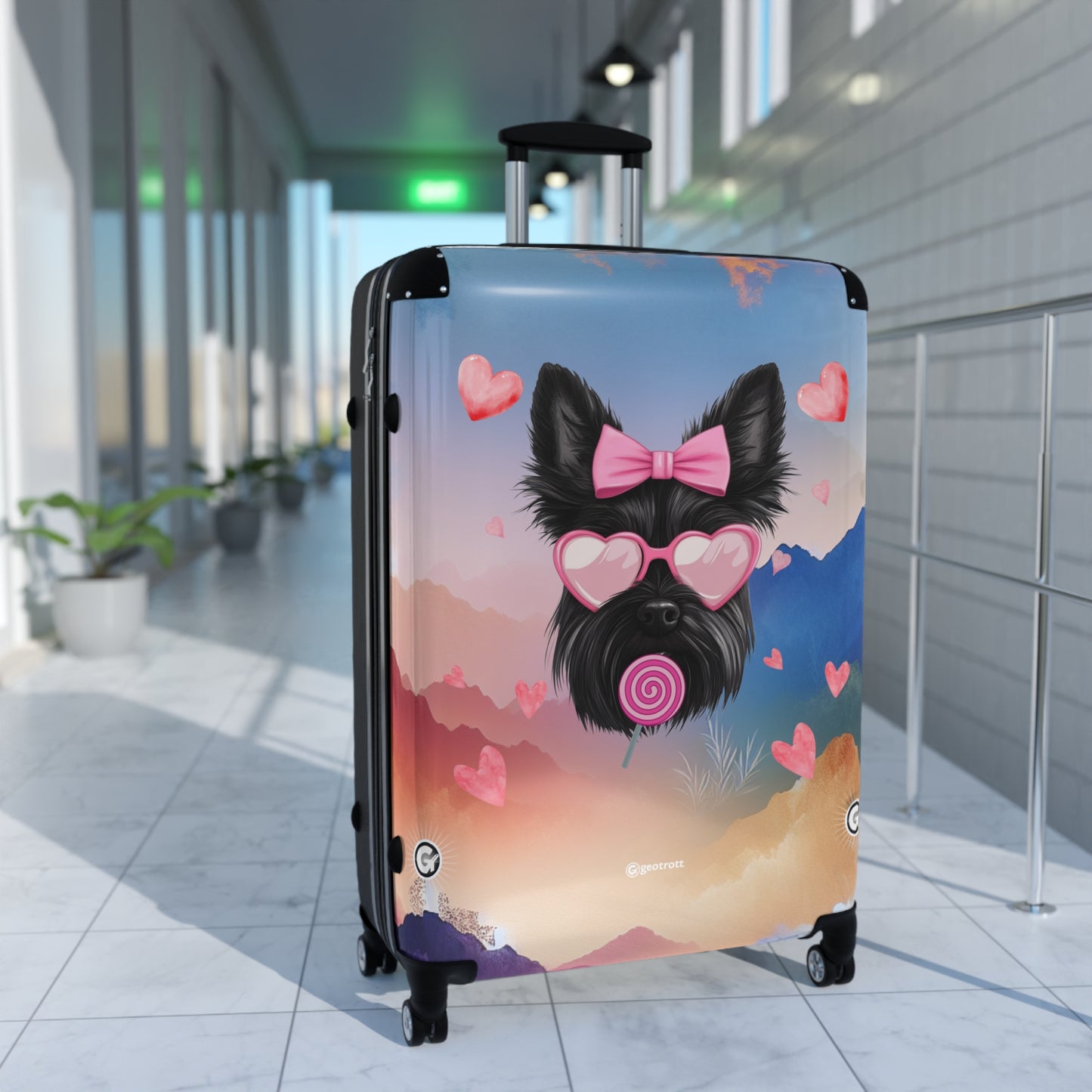 Sunset Chic Terrier Luggage Bag Rolling Suitcase Spinner