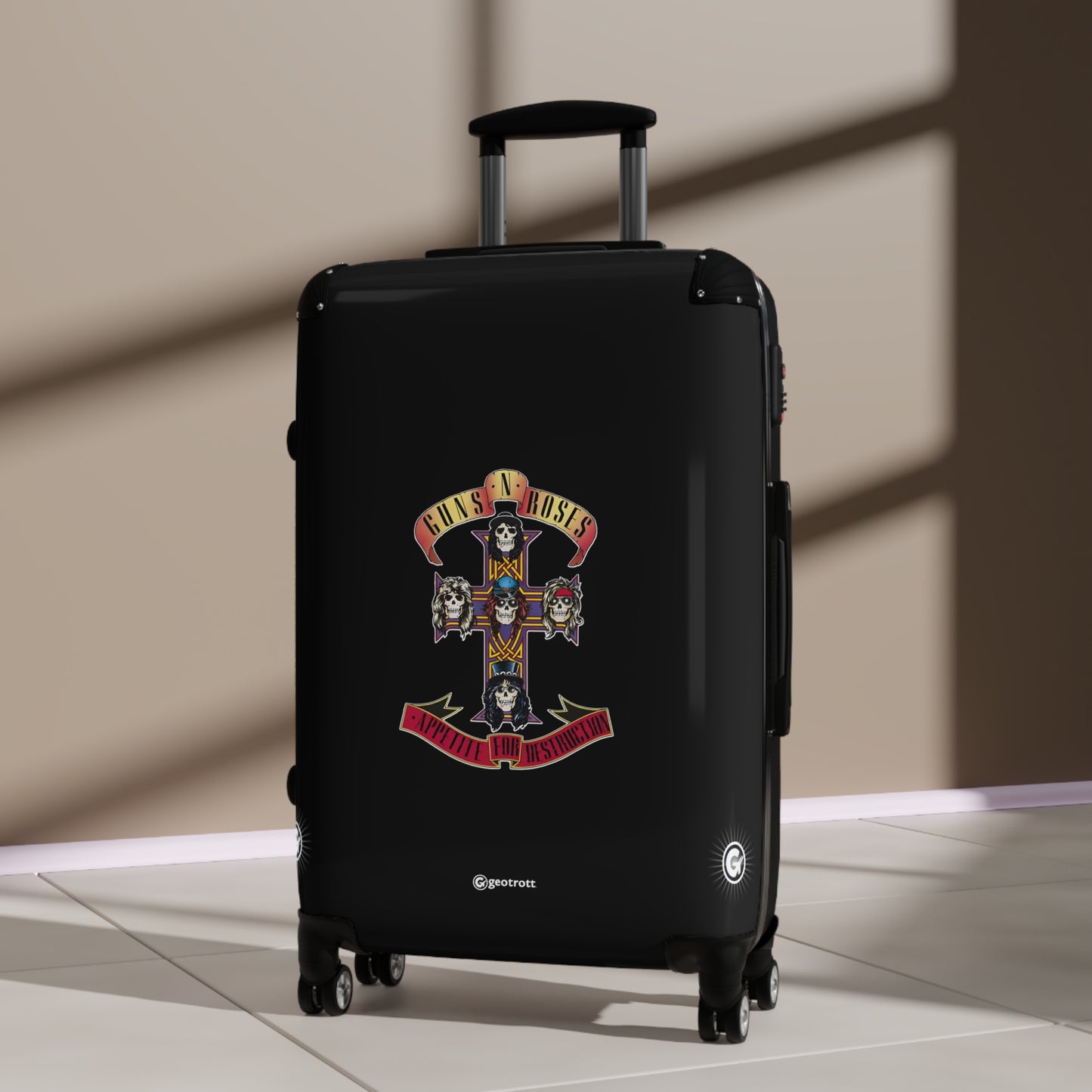 Guns and Roses Appetite for Destruction Eighties Music Album Luggage Bag Rolling Suitcase Spinner