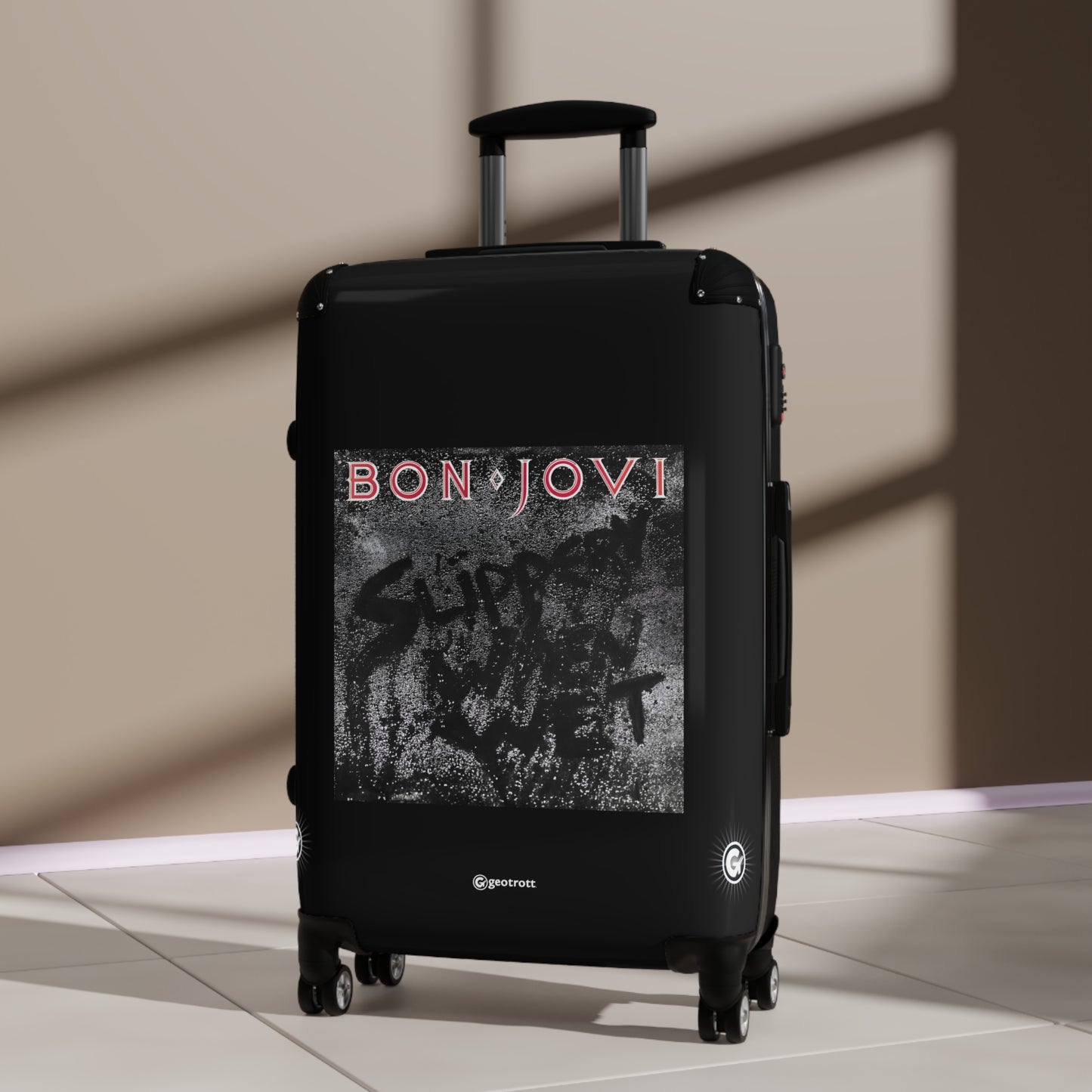 Bon Jovi Slippery When Wet  Eighties Music Album Luggage Bag Rolling Suitcase Spinner