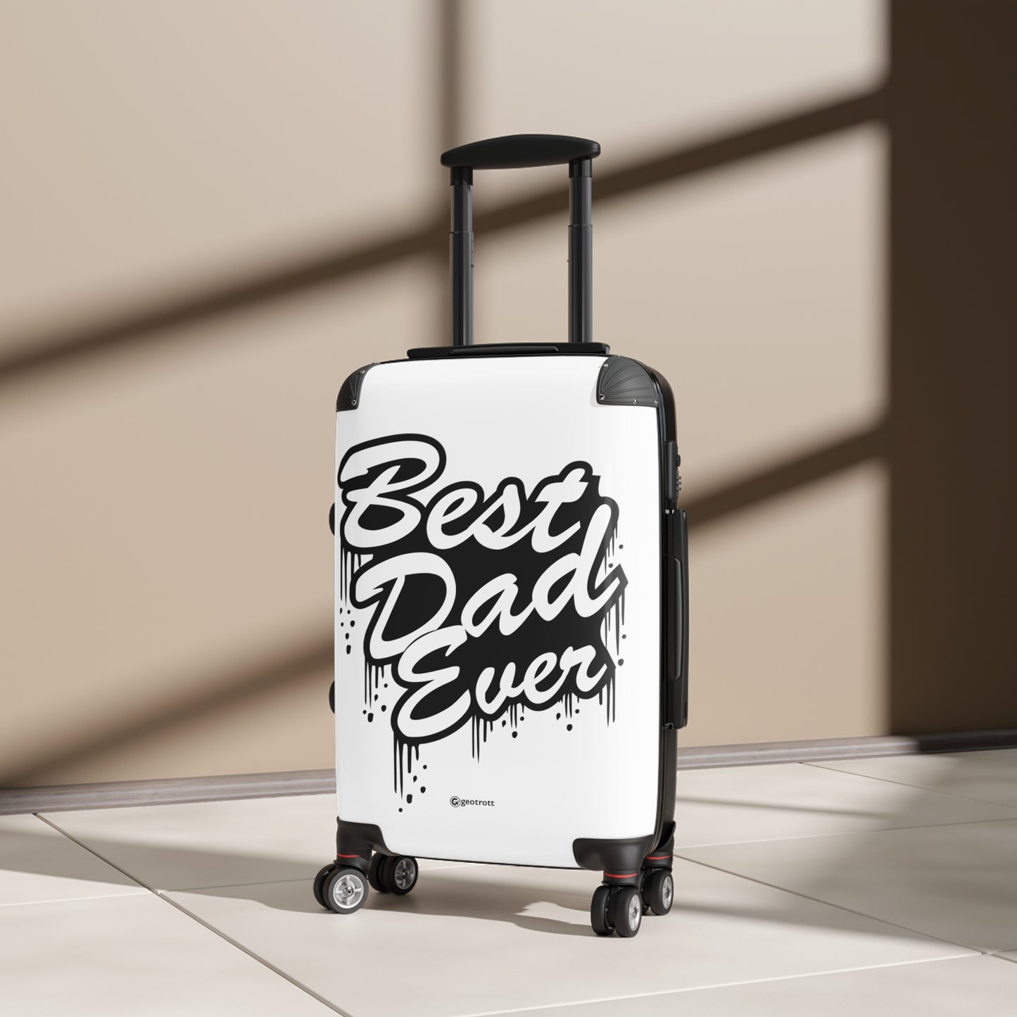 Best Dad Ever White Emotive Inspirational Fathers Day Luggage Bag Rolling Suitcase Spinner