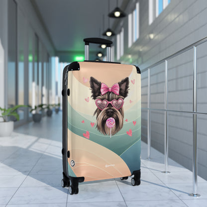 Glamorous Yorkshire Terrier Pup Elegance Luggage Bag Rolling Suitcase Spinner