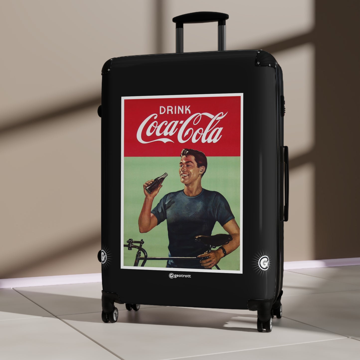 Drink Coca-Cola Handsome Fit Man Vintage Posters Retro Ad Luggage Bag Rolling Suitcase Spinner