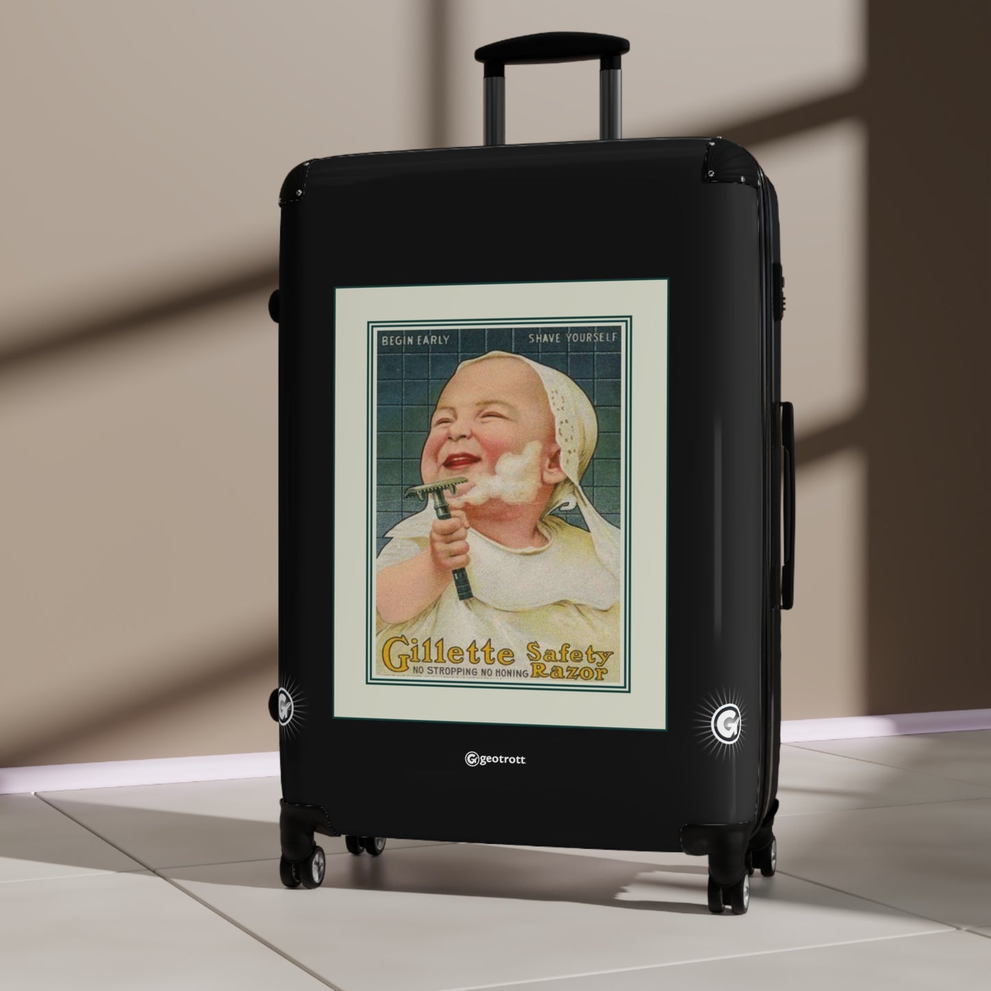 Safety Razor Gillette Blades Vintage Posters Retro Ad Luggage Bag Rolling Suitcase Spinner