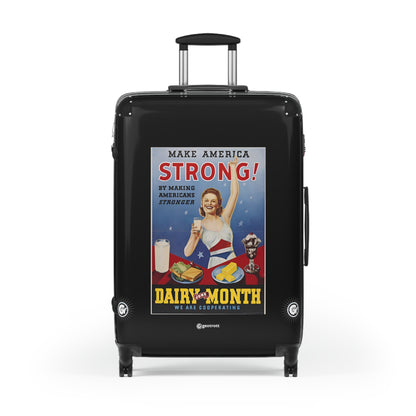 National Dairy Council Make America Strong! by Making Americans Stronger Vintage Posters Retro Ad Luggage Bag Rolling Suitcase Spinner