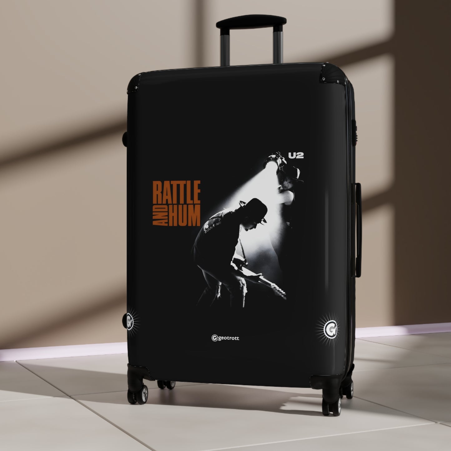 U2 Rathle and Hum Eighties Music Album Luggage Bag Rolling Suitcase Spinner