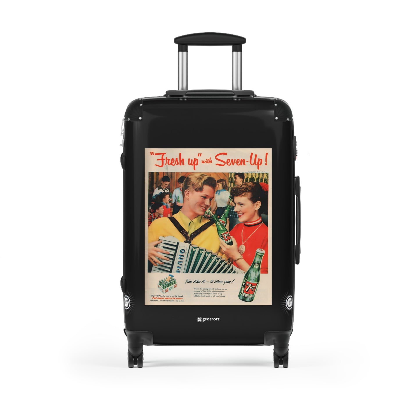 Fresh up with 7Up Soda Drink Vintage Posters Retro Ad Luggage Bag Rolling Suitcase Spinner