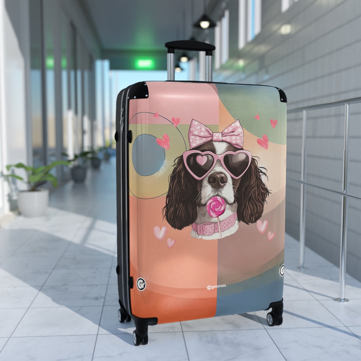 Playful Spaniel Romance Luggage Bag Rolling Suitcase Spinner