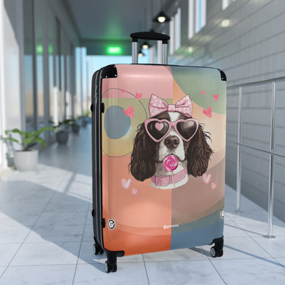 Playful Spaniel Romance Luggage Bag Rolling Suitcase Spinner