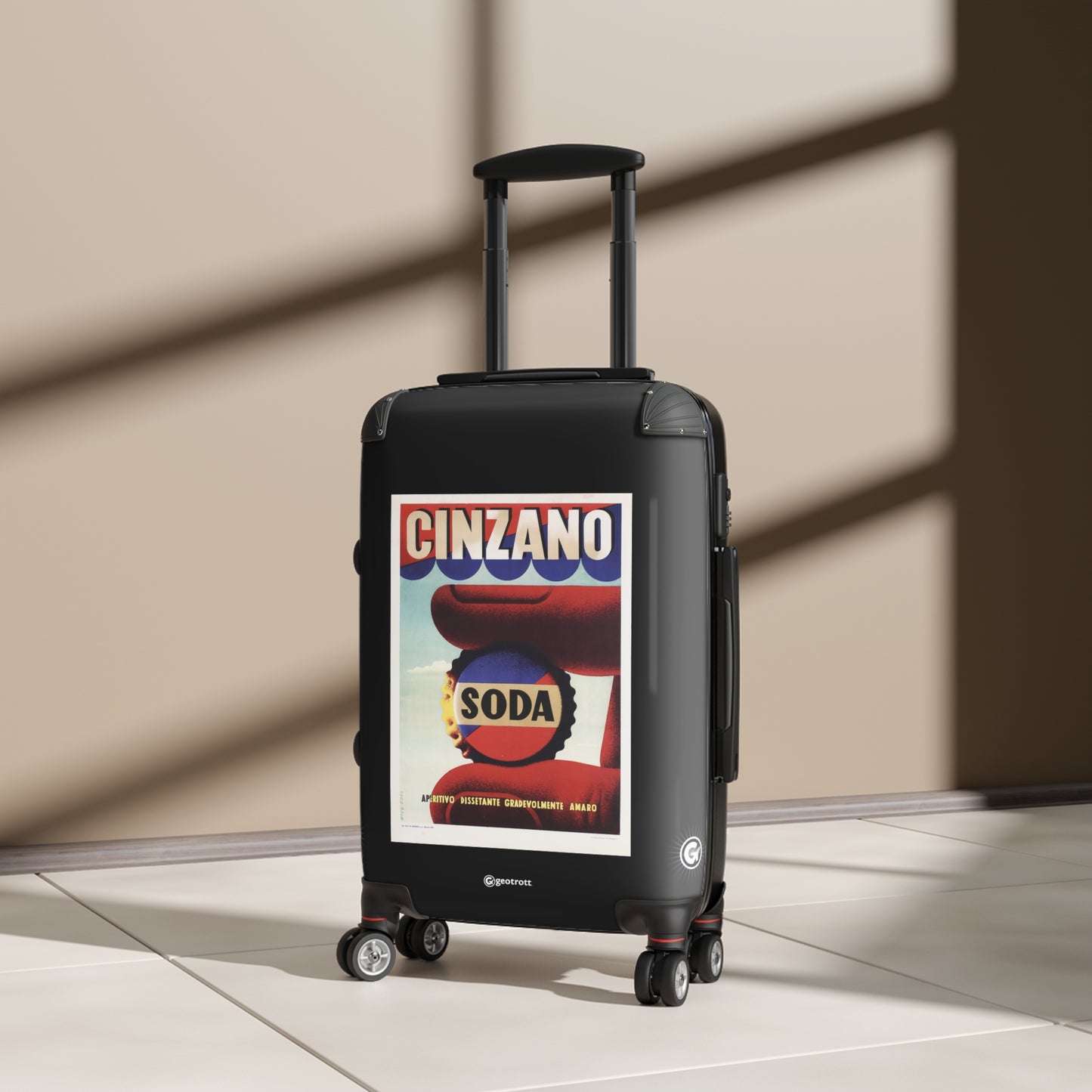 Cinzano Soda Aperitivo Dissetante Gradevolmente Amaro Vintage Posters Retro Ad Luggage Bag Rolling Suitcase Spinner