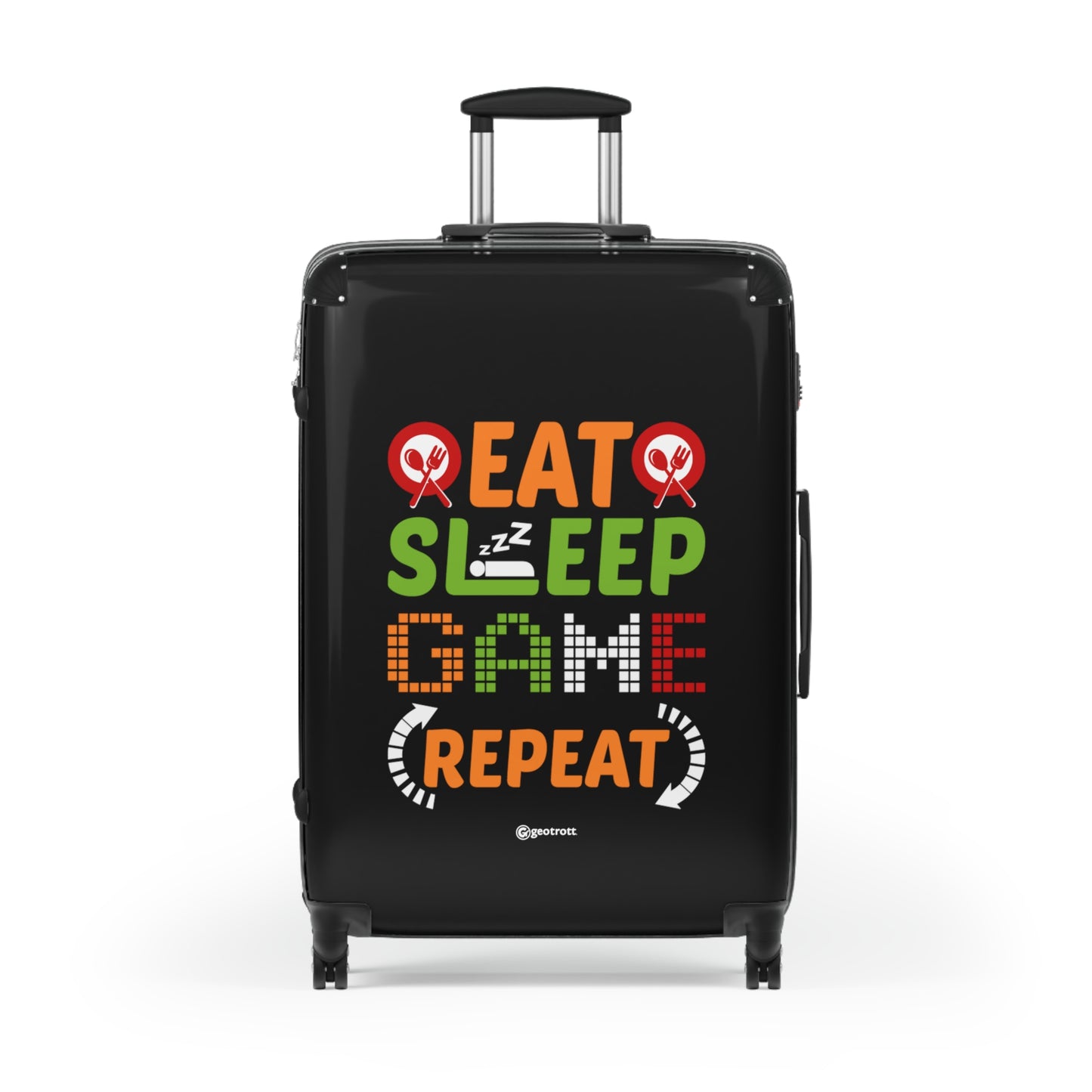 Eat Sleep Game Repeat Gamer Gaming Suitcase-Bags-Geotrott