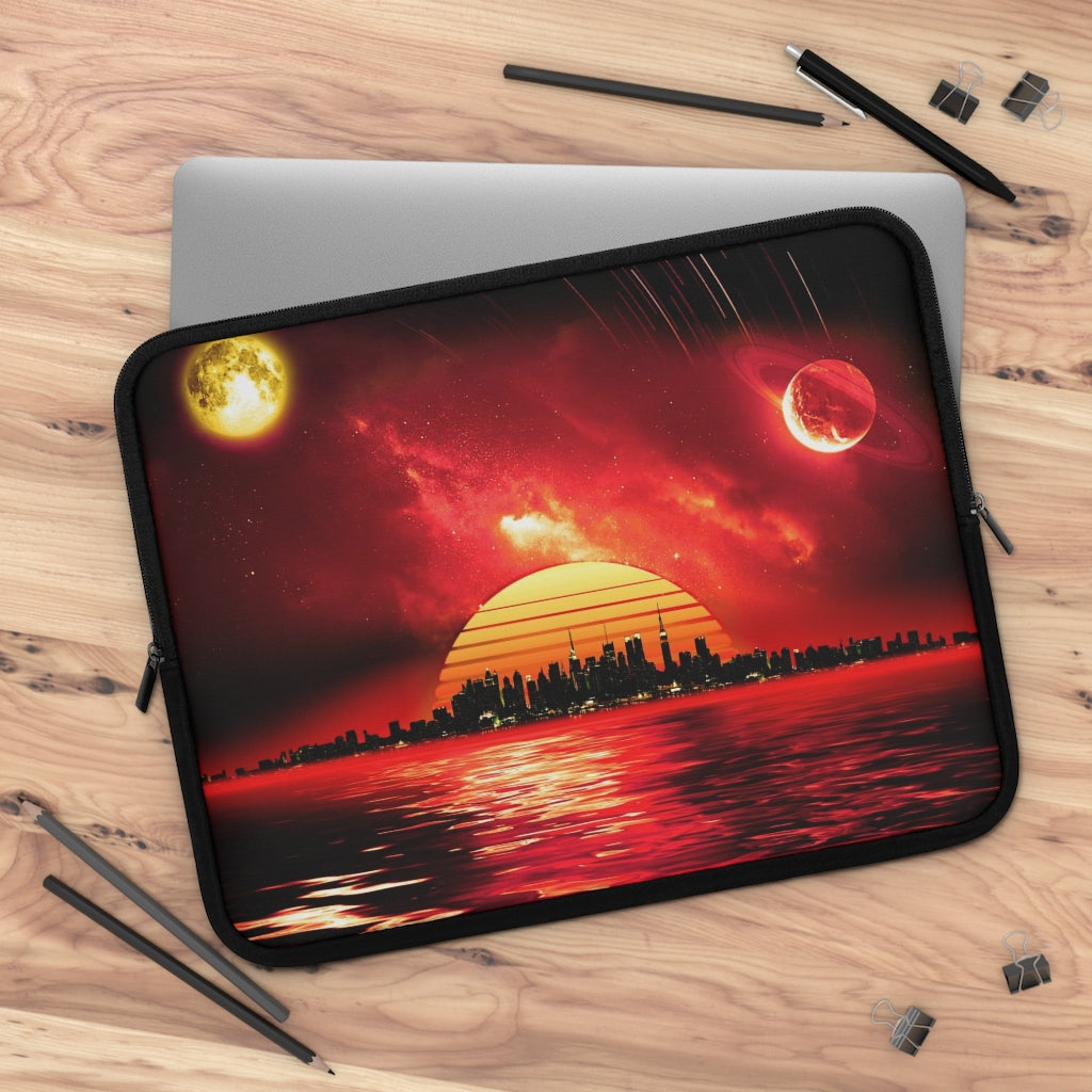 Getrott Space City Sunset Red Black Laptop Sleeve-Laptop Sleeve-Geotrott