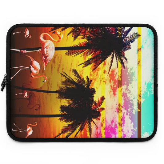 Getrott Beach Sunset Flamingos Laptop Sleeve-Laptop Sleeve-Geotrott