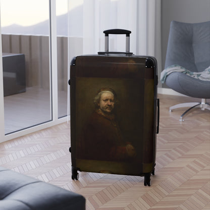 Getrott Rembrandt Self Portrait at the Age of 63 Rembrandt Black Cabin Suitcase Extended Storage Adjustable Telescopic Handle Double wheeled Polycarbonate Hard-shell Built-in Lock-Bags-Geotrott